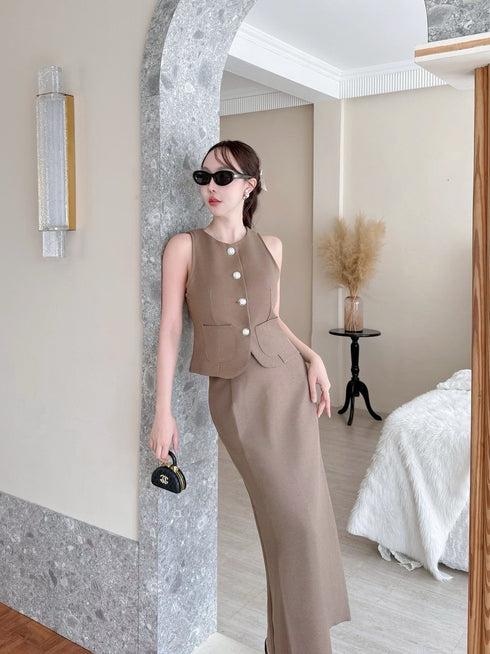 Two Piece Waistcoat Style With Fishtail Skirt